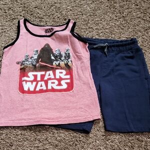 Boys Size 7 Star Wars Tank + Tony Hawk Shorts Summer Outfit 2pc